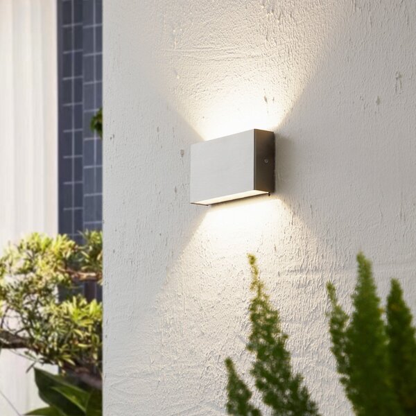 Arcchio LED lampă de exterior Karline, 1060 lm, oțel inoxidabil, IP65, Metalic, Oțel inoxidabil, Modern, Priză de perete sus / jos