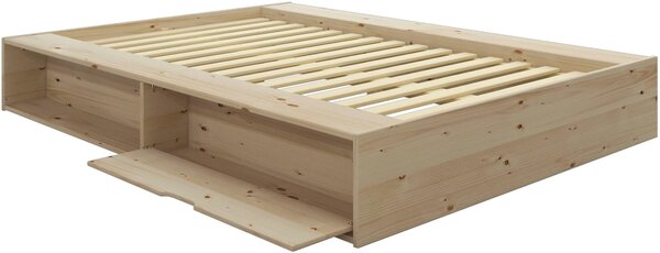 Pat lemn masiv cu sertare Erno natur 120/200 cm