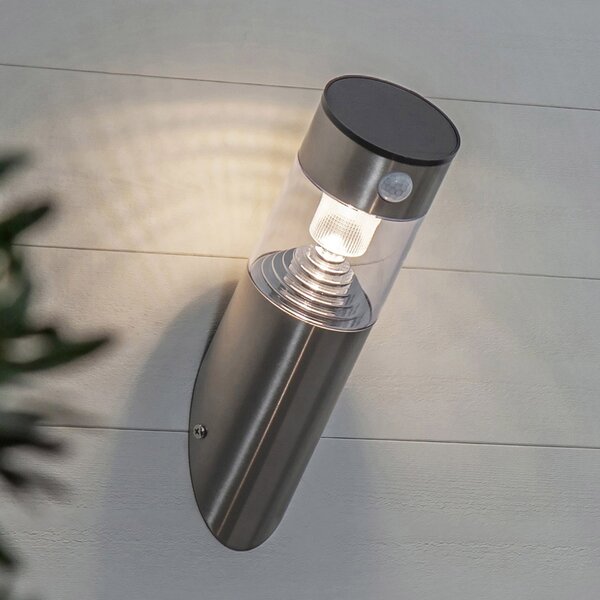 STAR TRADING Lampa solară LED de perete Marbella cu senzor mișcare, Gri, Metal, Priză de perete top