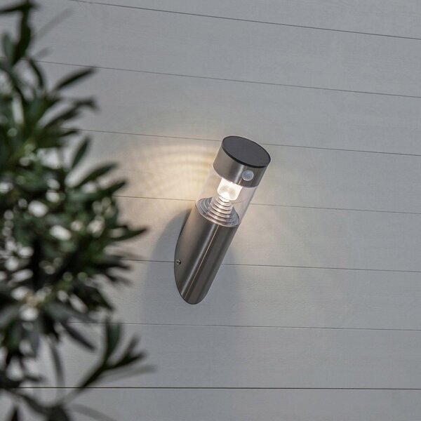STAR TRADING Lampa solară LED de perete Marbella cu senzor mișcare, Gri, Metal, Priză de perete top