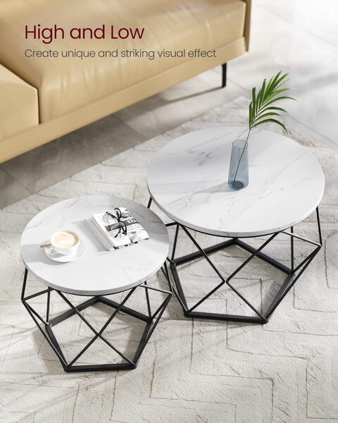 Set 2 masute de cafea Vasagle Alb 60x60x45 cm