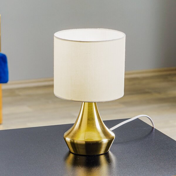 ONLI Lampa de masă Ottone cu abajur din material textil, alamă, Auriu / Alamă, Camera de zi / sufragerie, Metal, Modern