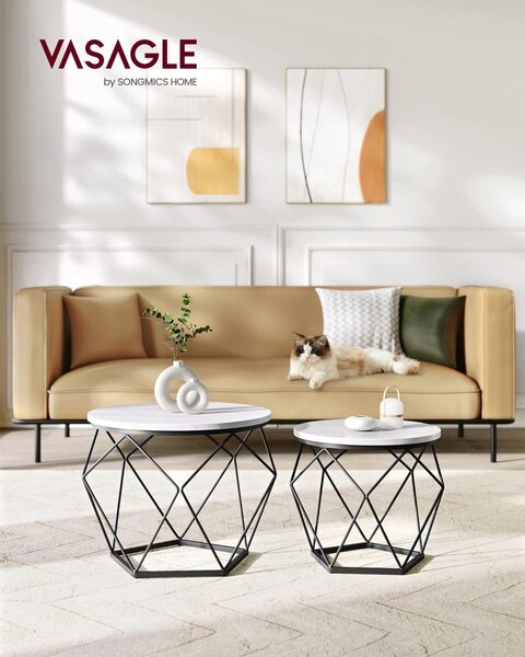 Set 2 masute de cafea Vasagle Alb 60x60x45 cm