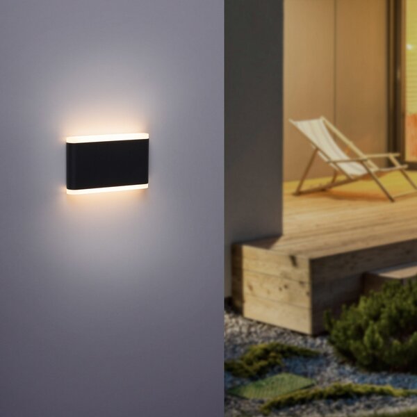 Paul Neuhaus LED lampă de perete pentru exterior Elsa, 18 cm, sus/jos, IP65, Negru, Metal, Modern