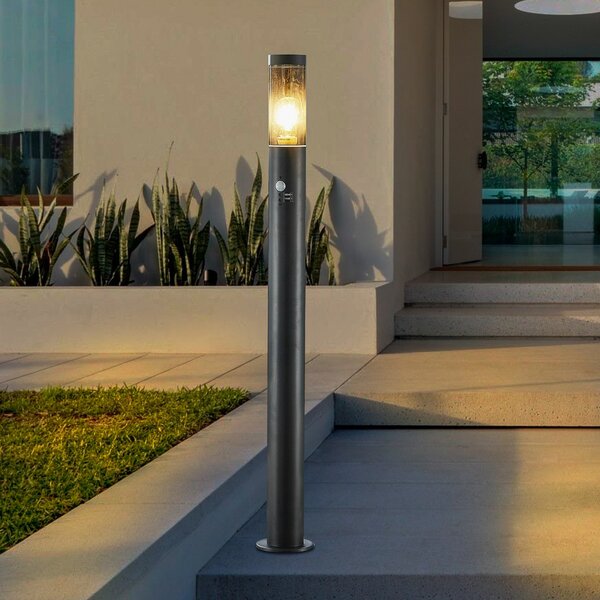 Lindby Bornă luminoasă Statius, antracit, fier, 100 cm, senzor, Negru, Metal, Modern