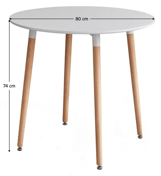 KONDELA Masă dining, alb/fag, diametru 80 cm, ELCAN NEW TYP 2