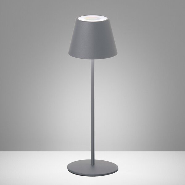 FH Lighting Lampă masă LED ext. Cosenza, acumul. RGBW gri nis., reglabil, Gri, Camera de zi / sufragerie, Metal, Modern