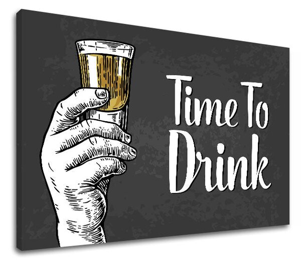 Tablou de perete cu text Time to drink - 20x30 cm