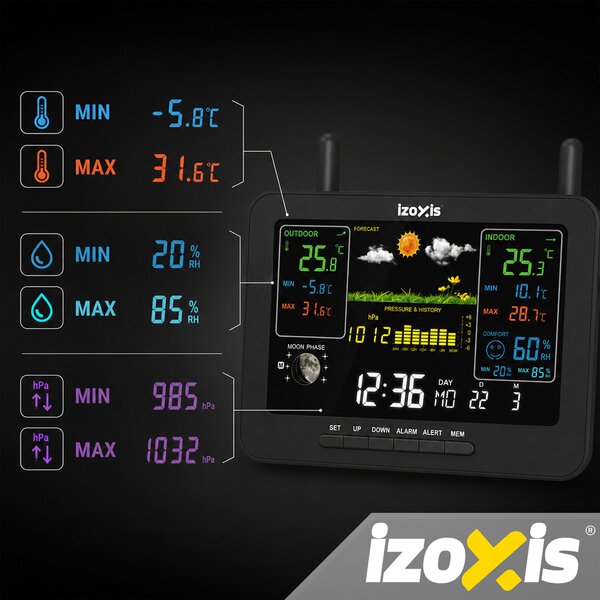 Stație meteo Izoxis - termometru și higrometru digital