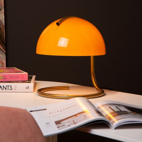 Lucide Cato lampă masă retro abajur sticlă sablată orange, Portocaliu, Camera de zi / sufragerie, Sticlă, Vintage