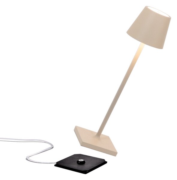 Zafferano Lampă cu acumulator Poldina micro IP65 nisip, reglabil, Bej, Aluminiu, Modern