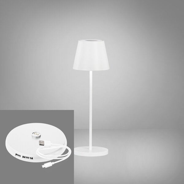 FH Lighting Cosenza 2.0 lampă masă LED acumul 34cm alb-nisip, reglabil, Alb, Camera de zi / sufragerie, Metal, Modern