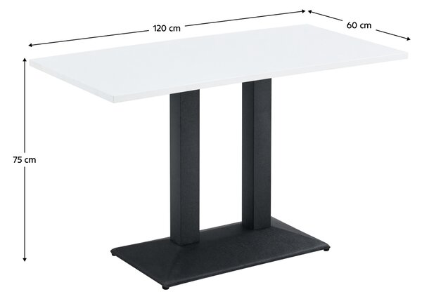 KONDELA Masă de sufragerie bistro, alb/negru, 120x60 cm, RINALDO TYP 2