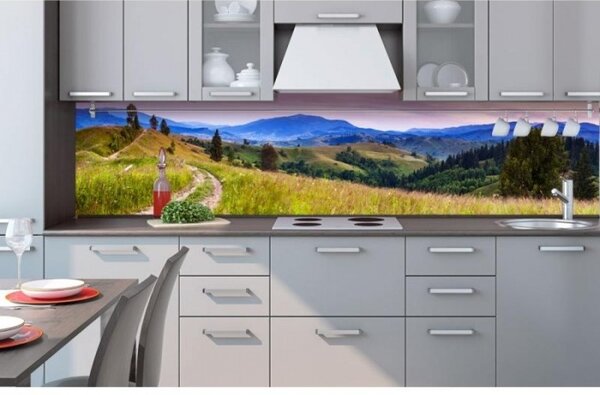 Fototapet pentru bucătărie - natură cu lumini roșii 260 x 60 cm