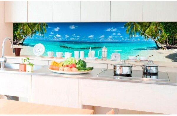 Fototapet pentru bucătărie - plajă în paradis 350 x 60 cm