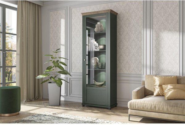 Vitrină Elvina Typ 06 (verde închis + stejar lefkas) (D). Promo -17%. 1022380