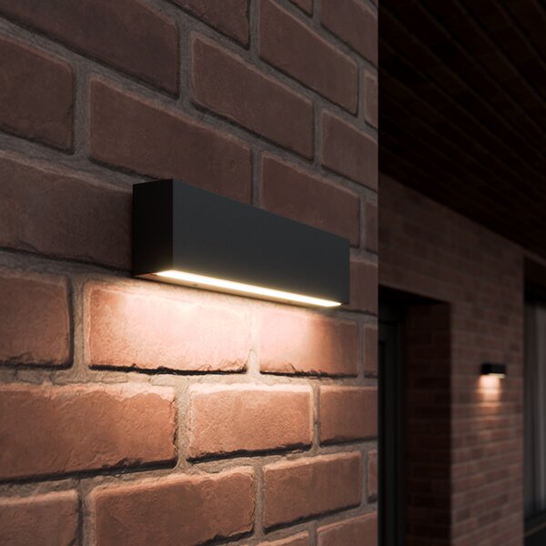 Lucande Aplică LED pentru exterior Elvira, antracit, metal, alb cald, IP65, Negru, Metal, Modern