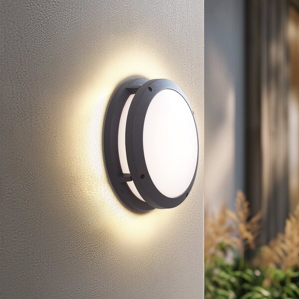 Lindby Aplică de exterior Smart LED Liren CCT RGB Tuya WLAN, reglabil, Gri, Aluminiu, Modern