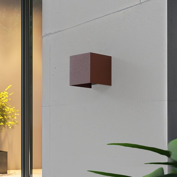 Lindby Lampa de perete pentru exterior Smart LED Dara, finisaj ruginit, formă, reglabil, Maro / Rugină, Aluminiu, Modern