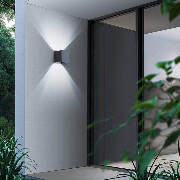 Lampă de Exterior Lindby, Dara, reglabil, Gri, Balcon, Aluminiu, Modern