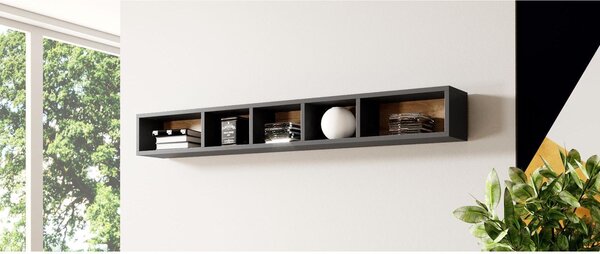 Raft suspendat Tamie Typ 02 (gri închis + stejar). Promo -18%. 1030164