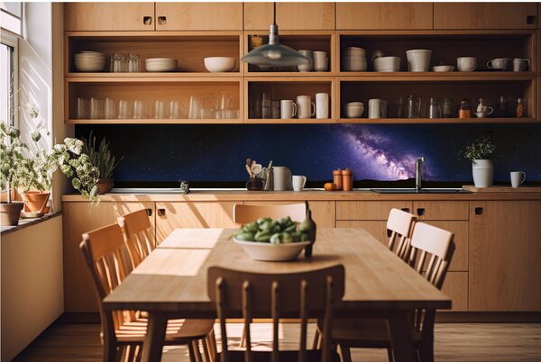 Fototapet pentru bucătărie - calea lactee violetă 420 x 60 cm