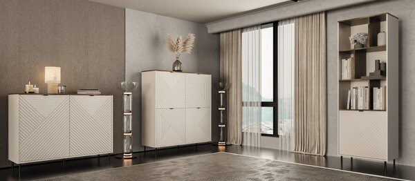 KONDELA Comodă, caşmir/stejar castello, EYCO 2D
