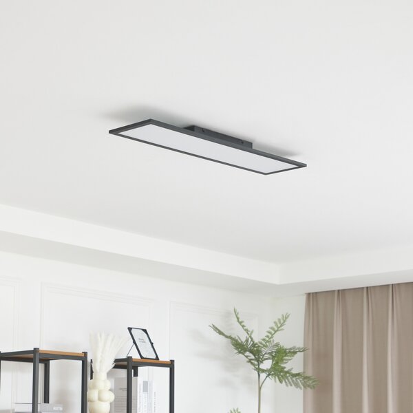 Lindby Panou LED Enhife, negru, 80 x 20 cm, metal, 4.000K, Negru, Studiu / Birou, Aluminiu, Modern