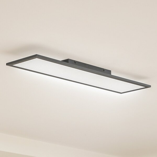 Lindby Panou LED Enhife, negru, 80 x 20 cm, metal, 4.000K, Negru, Studiu / Birou, Aluminiu, Modern
