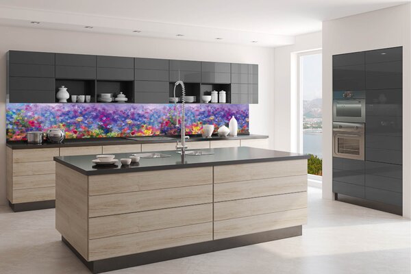 Fototapet pentru bucătărie - pictură florală colorată 350 x 60 cm