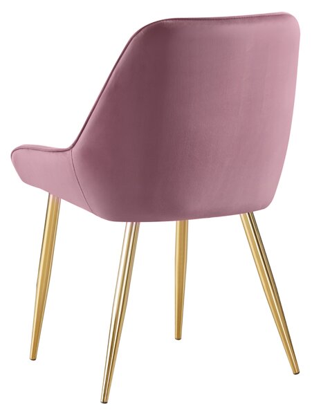 KONDELA Scaun de dining, roz ţesătură Velvet/gold crom-auriu, PERLIA