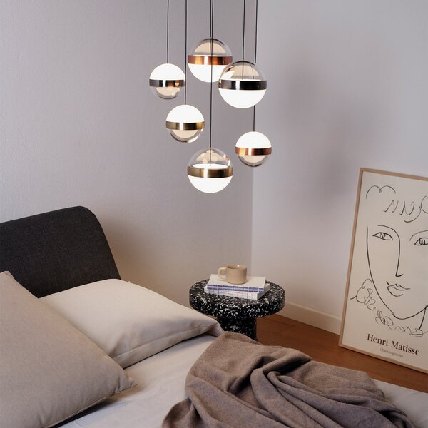 IDEAL LUX Ideal Lux LED suspendat Galaxy, 6 lumini, acrilic, metal, Multicolor, Camera de zi / sufragerie, Plastic, Design, glob