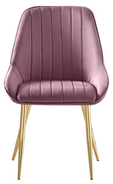 KONDELA Scaun de dining, roz ţesătură Velvet/gold crom-auriu, PERLIA