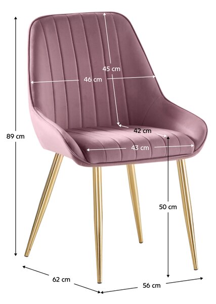KONDELA Scaun de dining, roz ţesătură Velvet/gold crom-auriu, PERLIA