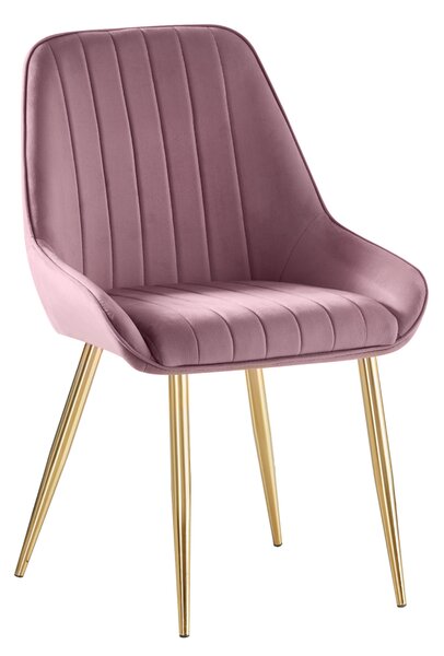 KONDELA Scaun de dining, roz ţesătură Velvet/gold crom-auriu, PERLIA
