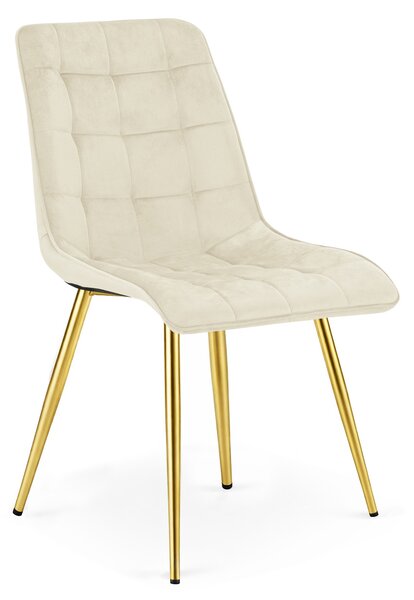 Scaun Bucatarie/Dining Spirit Catifea Bej, Picioare Metalice, Finisaj Auriu
