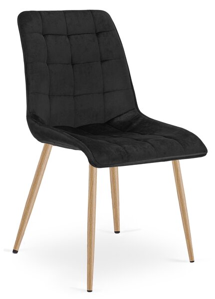 Scaun Bucatarie/Dining Spirit Catifea Negru, Picioare Metalice, Finisaj Lemn