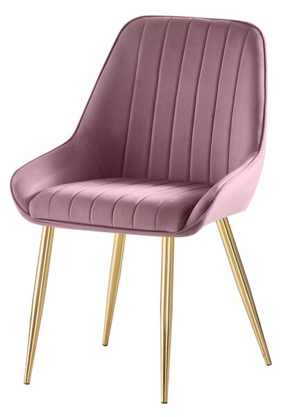 KONDELA Scaun de dining, roz ţesătură Velvet/gold crom-auriu, PERLIA