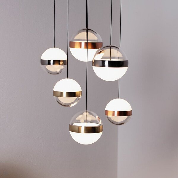 IDEAL LUX Ideal Lux LED suspendat Galaxy, 6 lumini, acrilic, metal, Multicolor, Camera de zi / sufragerie, Plastic, Design, glob