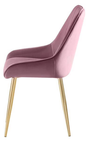 KONDELA Scaun de dining, roz ţesătură Velvet/gold crom-auriu, PERLIA
