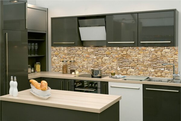 Fototapet pentru bucătărie - perete rustic bej 260 x 60 cm