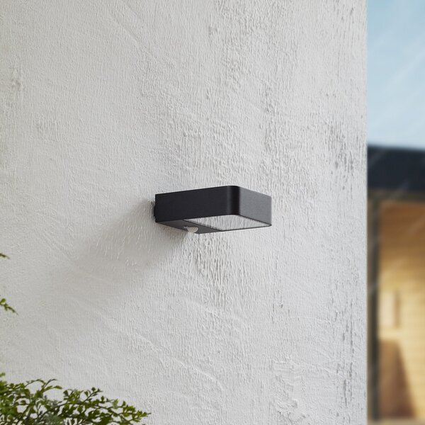 Lucande LED cu LED-uri solare pentru exterior Dava, înălțime 5 cm, senzor, Negru, Aluminiu, Modern
