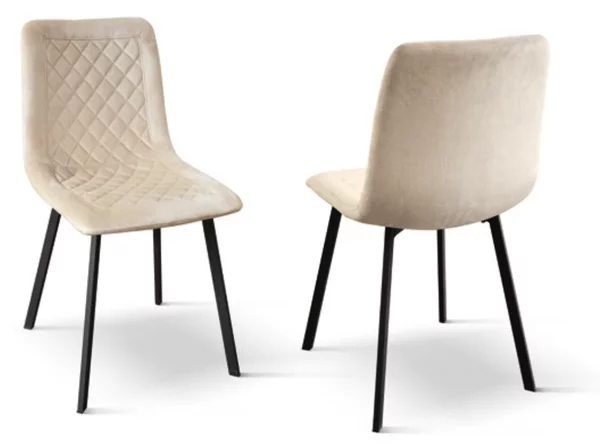 SET 4 Scaune Slim, structura metalica, catifea - BEJ - CATIFEA - NEGRU - STANDARD