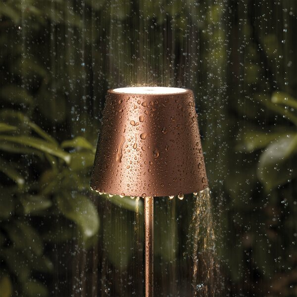 Sigor Nuindie LED lampă de masă reîncărcabilă, USB-C, bronz, IP54, dimabil, reglabil, Bronz / Alamă Veche, Camera de zi / sufragerie, Metal, Modern