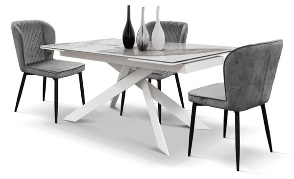 SET 4 Scaune Manta, structura metalica, catifea - GRI - CATIFEA - NEGRU - STANDARD