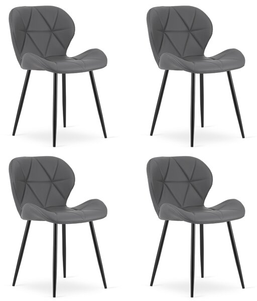 Set 4 Scaune Bucatarie/Dining Miller Piele Ecologica Gri