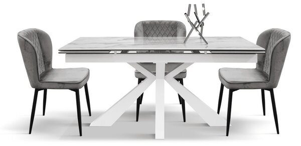 SET 4 Scaune Manta, structura metalica, catifea - GRI - CATIFEA - NEGRU - STANDARD