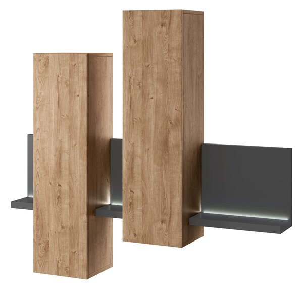 Dulap de perete Bilsby Typ 04 (Stejar ribbec + gri). Promo -10%. 1030328