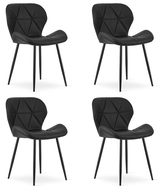 Set 4 Scaune Bucatarie/Dining Miller Piele Ecologica Negru
