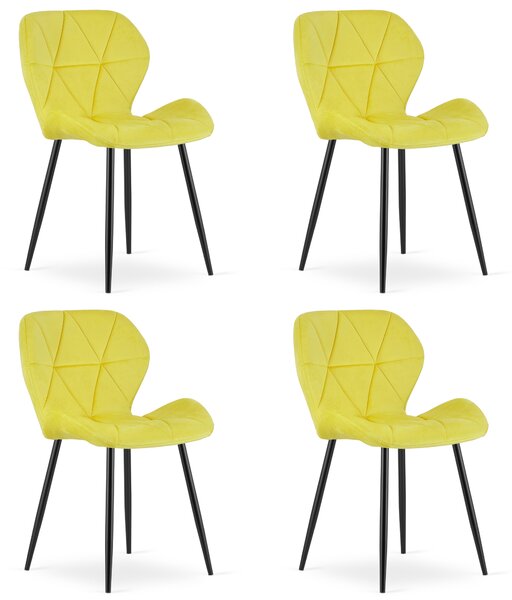Set 4 Scaune Bucatarie/Dining Miller Catifea Galben